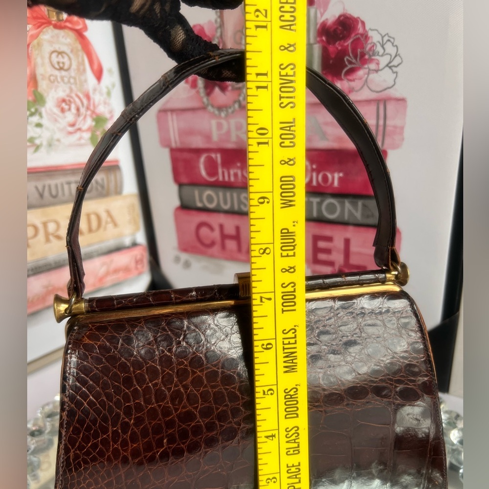 vintage 50s brown alligator frame handbag, a collectible 59 - Picture 10 of 13